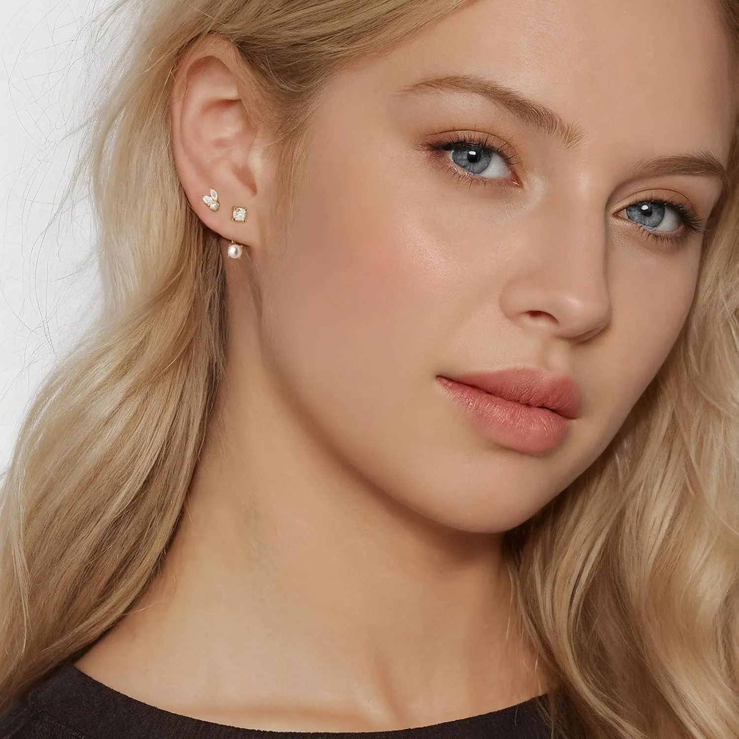 Angelady Pearl Earrings Set for Women, Trendy Pearl Stud Hoop Earring Stacks Gold, Dainty Pearls Earring Jewelry for Women, Valentines Day Earrings Gifts for Her