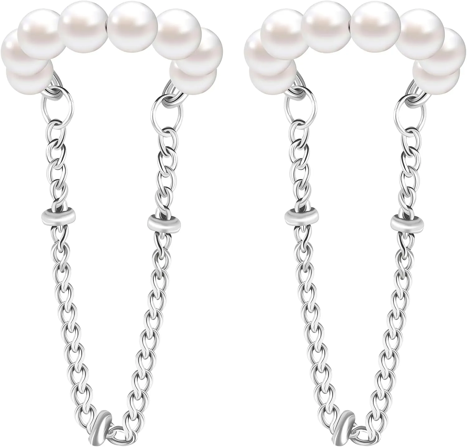 AoedeJ Pearl Ear Cuffs Non Piercing Earrings Ear Cuff Earrings for Women Silver Ear Cuff With Chain Cuff Earrings for Women No Piercing