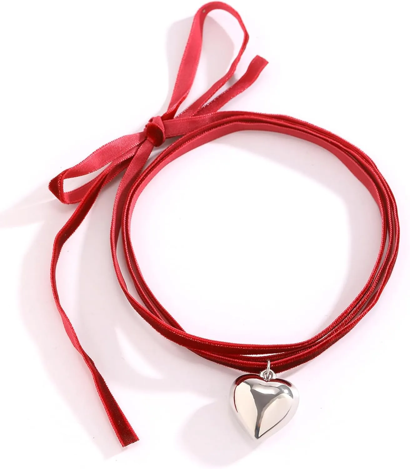 Aonklot Gold Chunky Heart Necklace for Women Red Heart Choker Necklace Puffy Heart Necklace Black Velvet Choker Necklace Big Heart Necklace Christmas Stocking Stuffer Gifts