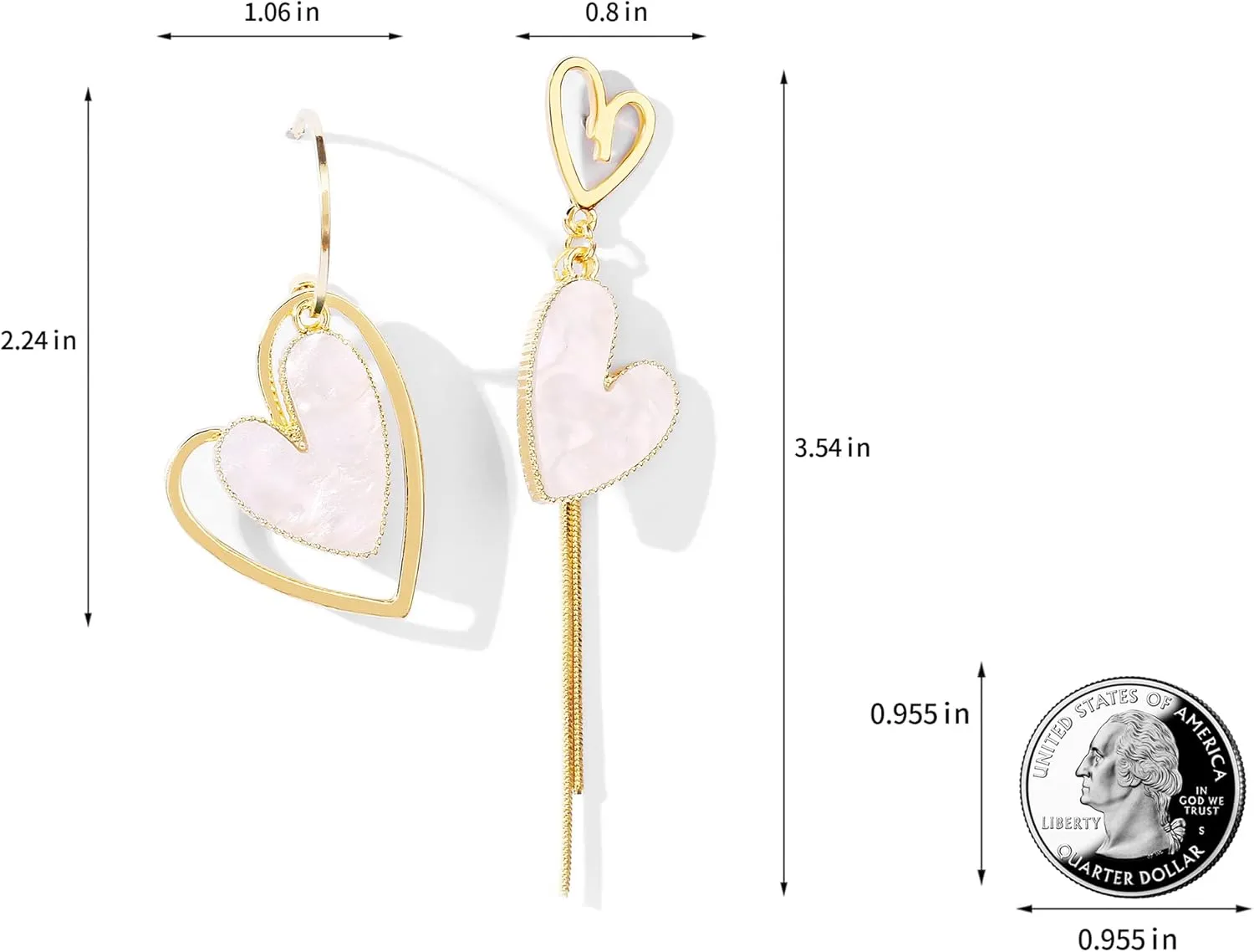 Asymmetrical Heart Earrings Heart Drop Earrings Heart Dangle Earrings For Women Birthday