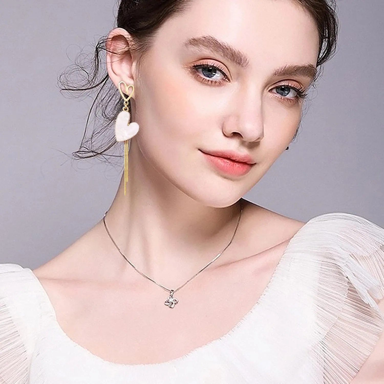 Asymmetrical Heart Earrings Heart Drop Earrings Heart Dangle Earrings For Women Birthday
