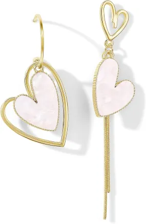 Asymmetrical Heart Earrings Heart Drop Earrings Heart Dangle Earrings For Women Birthday