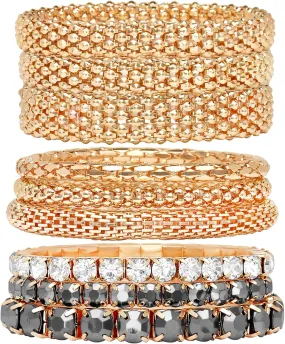 Badgley Mischka Women's Bracelet - Stackable Stretch Layered Crystal Snake Panther Link Mesh Bangle Tennis Bracelet