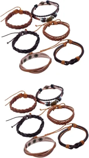 Beaupretty DIY Hip Hop Woven Cowhide Bracelet for Men Stylish Hand Chains for Special Occasions Unique Fashion