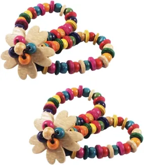 BESPORTBLE 2pcs Bohemia Handmade Flower Coconut Shell Bracelet Women's Jewelry Bohemia Style Hand Chain