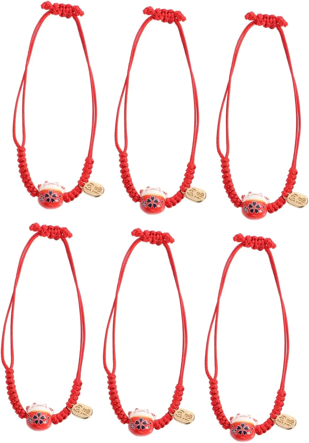 BESPORTBLE 6pcs Bracelet Luck Beads Wrist Chain Long Animal Bulk Paw Weave Woven Cats Rope Cat Charm Handmade Decor Braid Jewelry Cat Ornaments Alloy Red