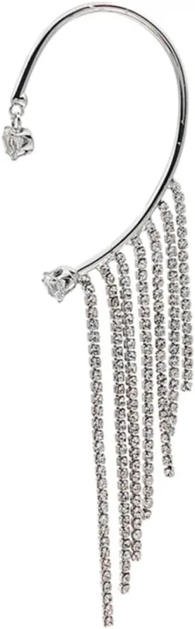 BESTYASH Diamond Tassel Ear Cuff Earrings Women's Fashion Ear Wrap Jewelry Non Piercing Crawler