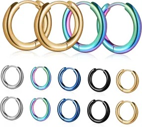 BESTYASH Gold Hoop Earrings for Women 5 Pairs Titanium Steel Circle Earrings Minimalist Jewelry for Daily Wear