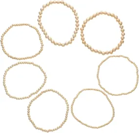 BESTYASH Luxury Gold Plated Beaded Stretch Bracelets for Women Trendy Boho Friendship Jewelry Stackable Bracelets Set
