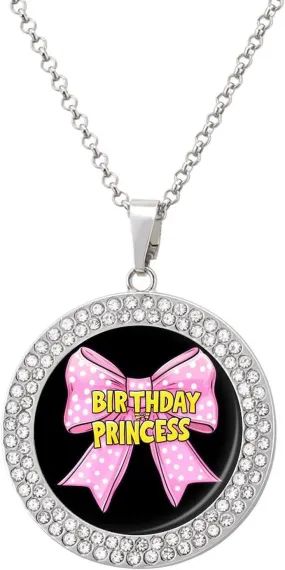 Birthday Princess Colorful Diamond Necklace Dainty Round Pendant Necklaces Jewelry Gifts for Women
