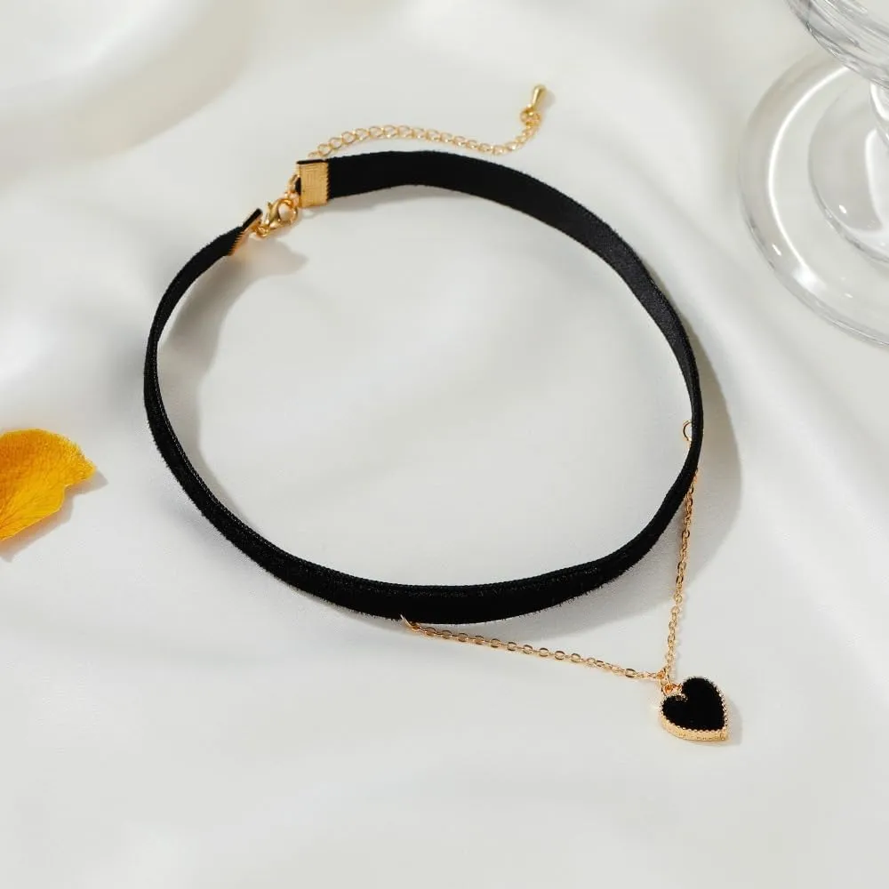 Black Choker Necklaces for Women 90s Red Black Velvet Choker Necklace Thick Thin Black Chocker Gold Tube Heart Circle Choker Necklace Lace Tatto Collar Necklace Goth Choker Jewelry