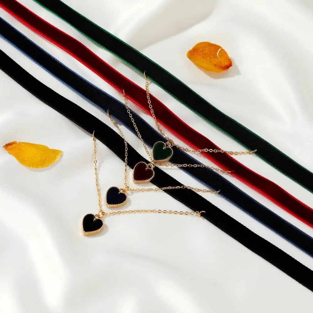 Black Choker Necklaces for Women 90s Red Black Velvet Choker Necklace Thick Thin Black Chocker Gold Tube Heart Circle Choker Necklace Lace Tatto Collar Necklace Goth Choker Jewelry