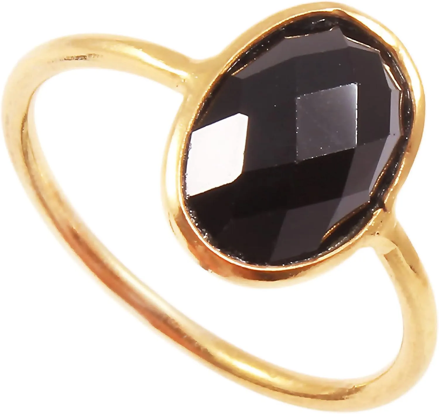 Black Spinel Gold Ring, Black Stone Ring, Oval Shape Ring, Prong Set Ring, Black Spinel Jewelry, Solitaire Gemstone Rings, Statement Ring, Stacking Ring, Black and Gold