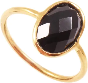 Black Spinel Gold Ring, Black Stone Ring, Oval Shape Ring, Prong Set Ring, Black Spinel Jewelry, Solitaire Gemstone Rings, Statement Ring, Stacking Ring, Black and Gold