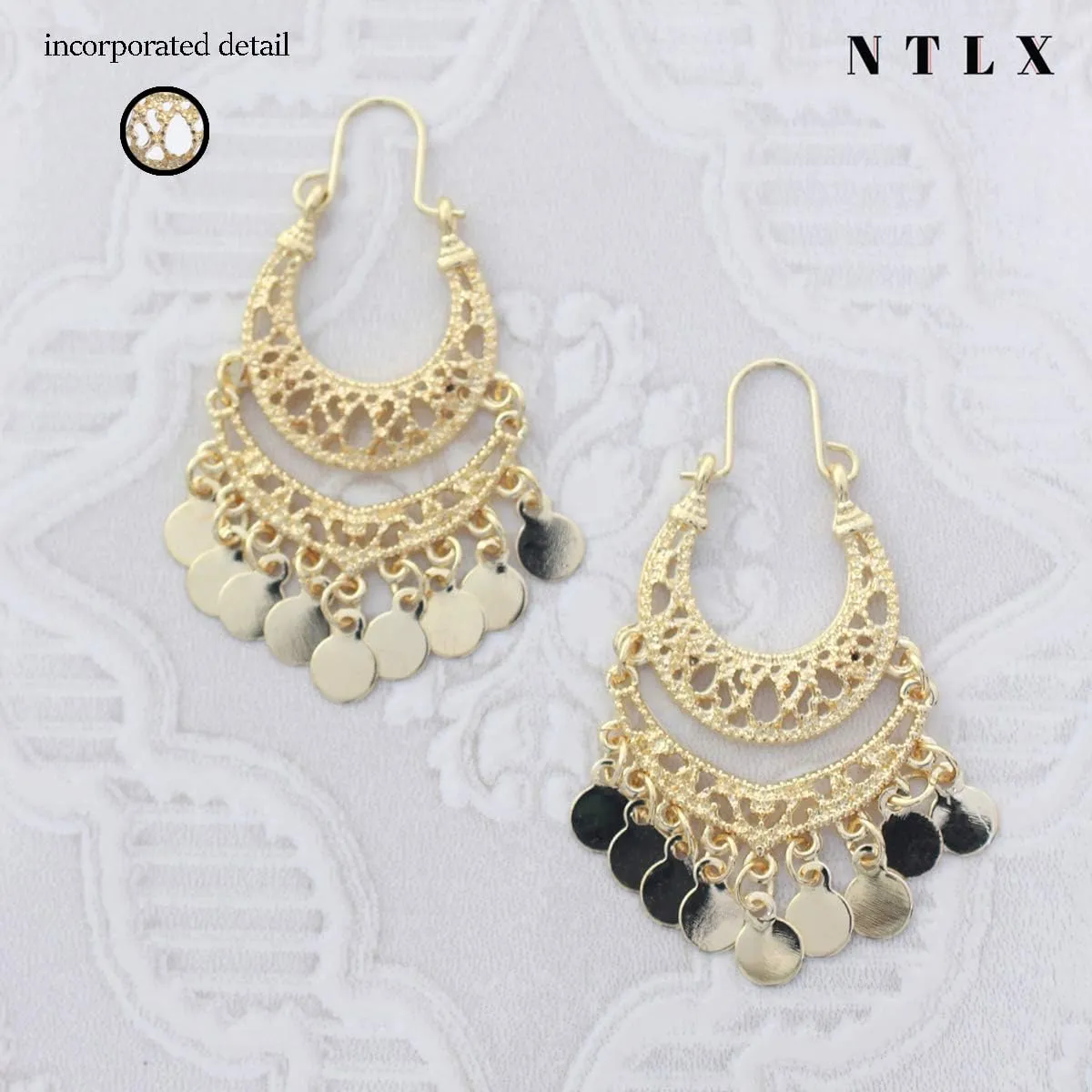 Bohemian Boho Chandelier Dangle Drop Earrings for Women  Lightweight Filigree Gypsy Coin Disc Tassel Charm Hoops  included Gift Box