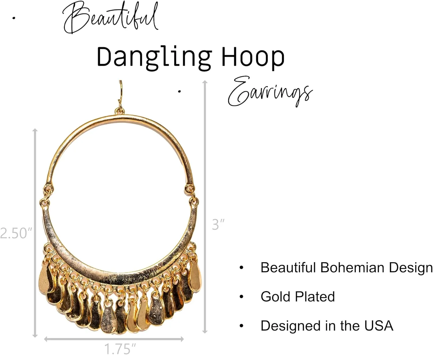 Bohemian Boho Tassel Dangle Drop Earrings for Women  Lightweight Filigree Gypsy Coin Chandelier Disc Charm Hoops  included Gift Box