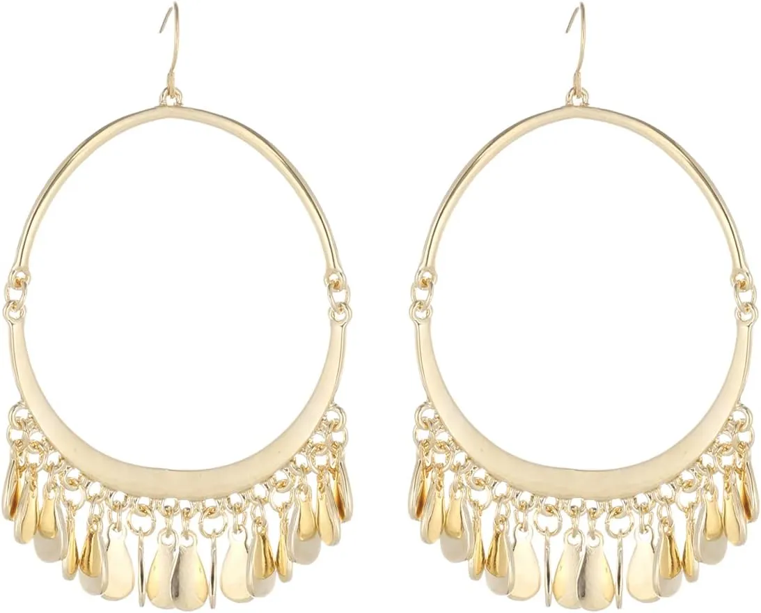 Bohemian Boho Tassel Dangle Drop Earrings for Women  Lightweight Filigree Gypsy Coin Chandelier Disc Charm Hoops  included Gift Box