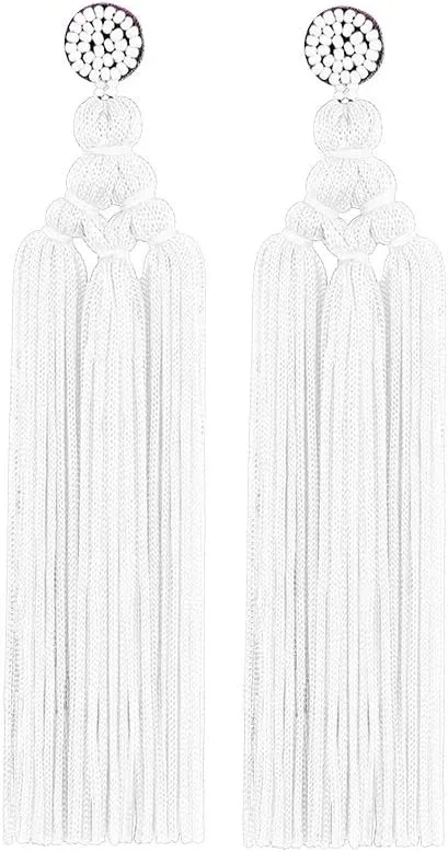 Bohemian Tassel Earrings for Women Dangling Chandelier Boho Statement Layer Earrings Long Woven Large Thread Fringe Drop Earrings