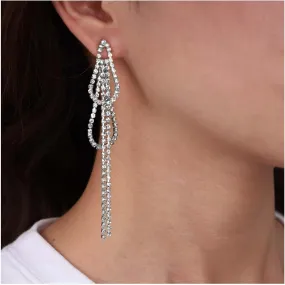 Boho Rhinestone Chandelier Earrings Sparkly Chain Drop Earrings Crystal Tassel Dangle Earrings Gold Long Rhinestone Earrings Jewelry for Women and Girls