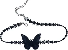 Butterflys Choker Necklace Lace Choker Necklace Butterflys Collar Necklace Butterflys Necklace Clavicle Goth Choker