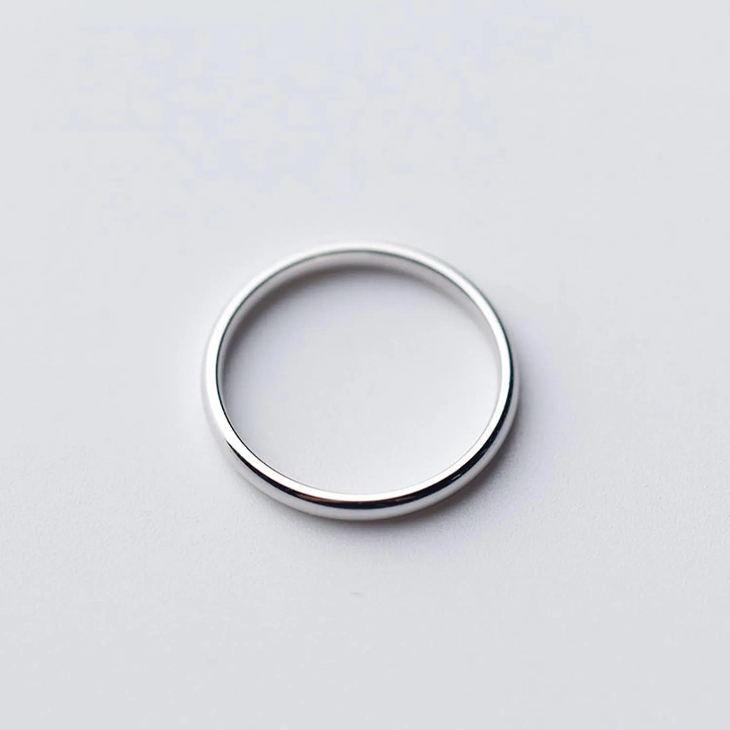 CANDYFANCY 925 Silver Pinky Ring 2mm High Polish Plain Dome Comfort Fit Classic Minimalist Ring For Women Size 2-4.5