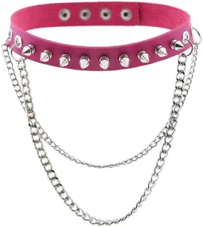 Chain Punk Neck Collar Choker Necklace Women Handmade Rivet Adjustable Costume Cosplay Nightclub Leather Choker