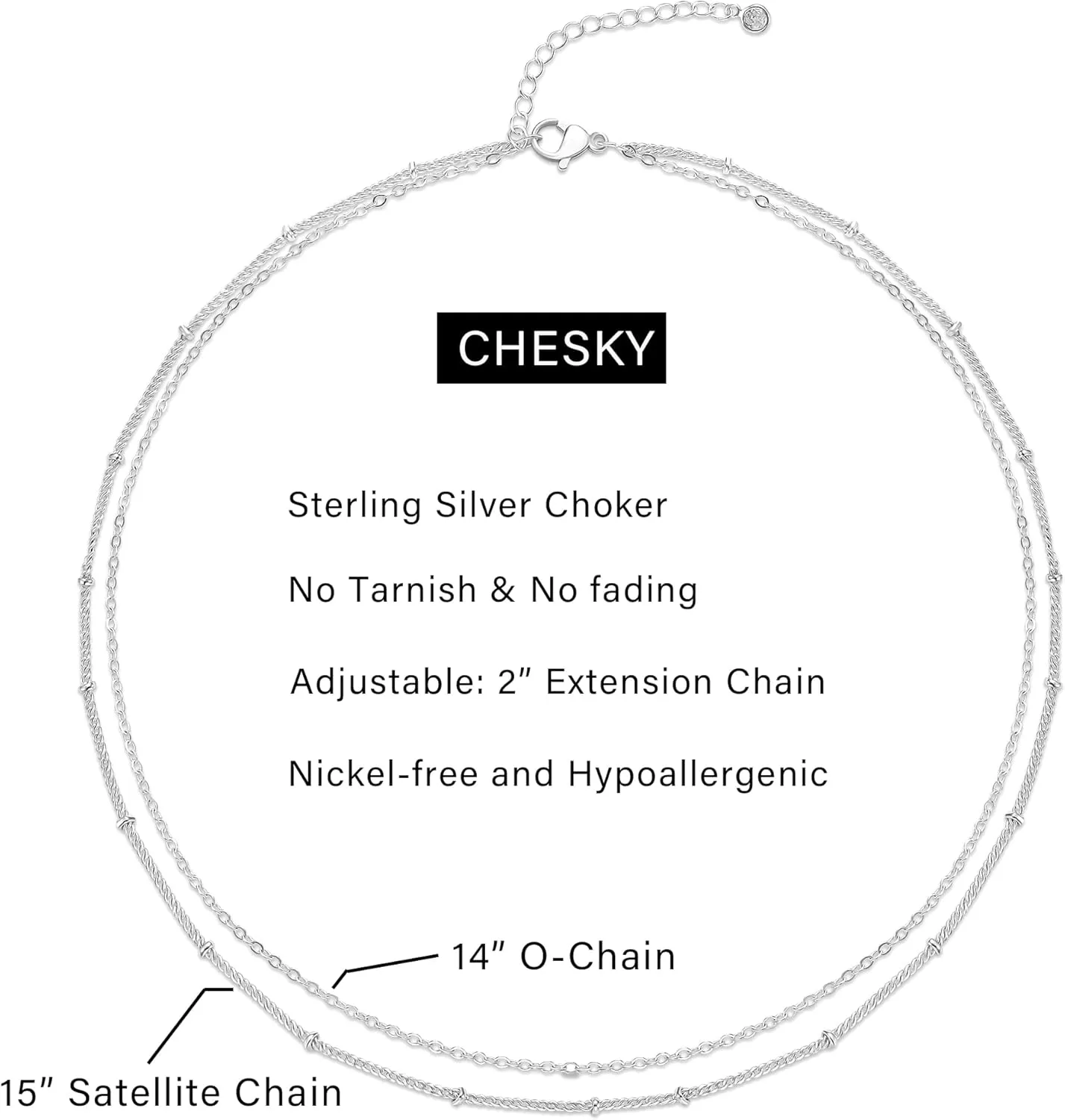 CHESKY Dainty Gold Necklace for Women, Trendy 14k Gold Plated/Sterling Silver Satellite Choker Necklace Thin Beaded Layered Choker Necklaces Discs Paperclip Chain Necklaces Womens Simple Jewelry Gift