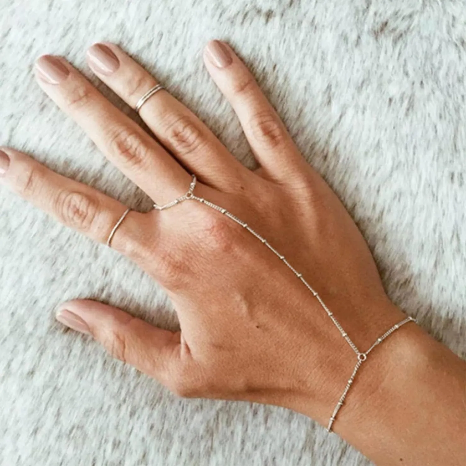 choice of all Gold Hand Chain Bracelet & Finger Ring - Rhinestone Hand Jewelry for Women, Trendy Stocking Stuffers