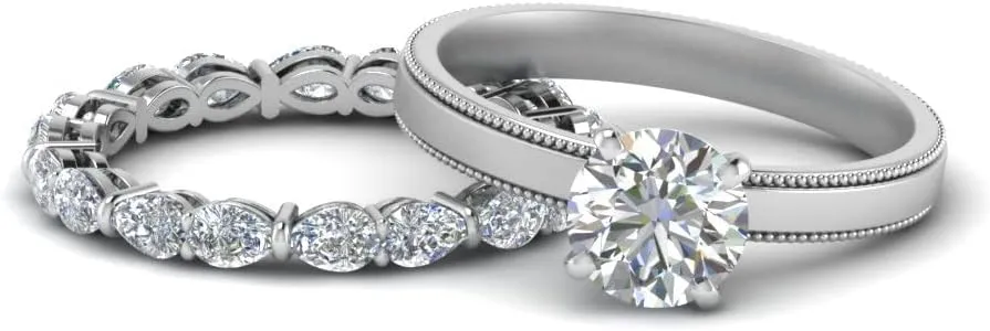 Choose Your Gemstone Unique Diamond CZ Bridal Ring Set 925 Sterling Silver Round Shape Wedding Ring Sets Everyday Jewelry Wedding Jewelry Handmade Gifts for Wife US Size 4 to 12