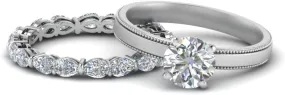 Choose Your Gemstone Unique Diamond CZ Bridal Ring Set 925 Sterling Silver Round Shape Wedding Ring Sets Everyday Jewelry Wedding Jewelry Handmade Gifts for Wife US Size 4 to 12