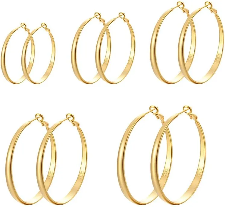 Chunky Sterling Silver Hoop Earrings for Women,925 Hypoallergenic Lightweight Big Silver Hoops,30/40/50/60mm Hoop Earrings,Large Statement Jewelry,Gifts for Women