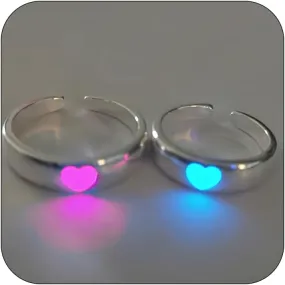 CJIAYUJEW Couple Rings for Women Men Love Heart Couple Ring Luminous Ring Set Star Heart Butterfly Couple Rings Lovers Couple Wedding Band Statement Anniversary Rings