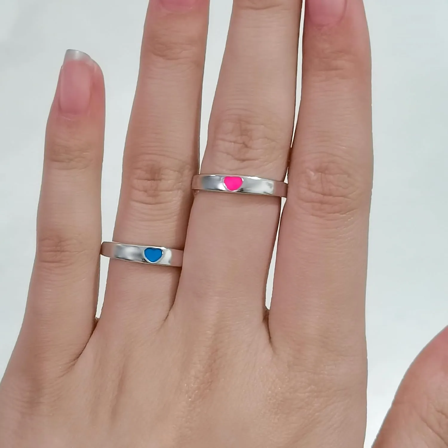 CJIAYUJEW Couple Rings for Women Men Love Heart Couple Ring Luminous Ring Set Star Heart Butterfly Couple Rings Lovers Couple Wedding Band Statement Anniversary Rings