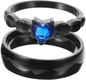 CLISPEED 2pcs Couples Promise Rings Matching Engagement Rings with Zirconia for Daily Wear and Special Occasions Elegant and Durable Wedding Band Decor