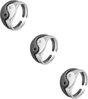 CLISPEED Yin Matching Couple Rings Decorative Jewelry for Lovers Unique Design Engagement Couples Comfortable to