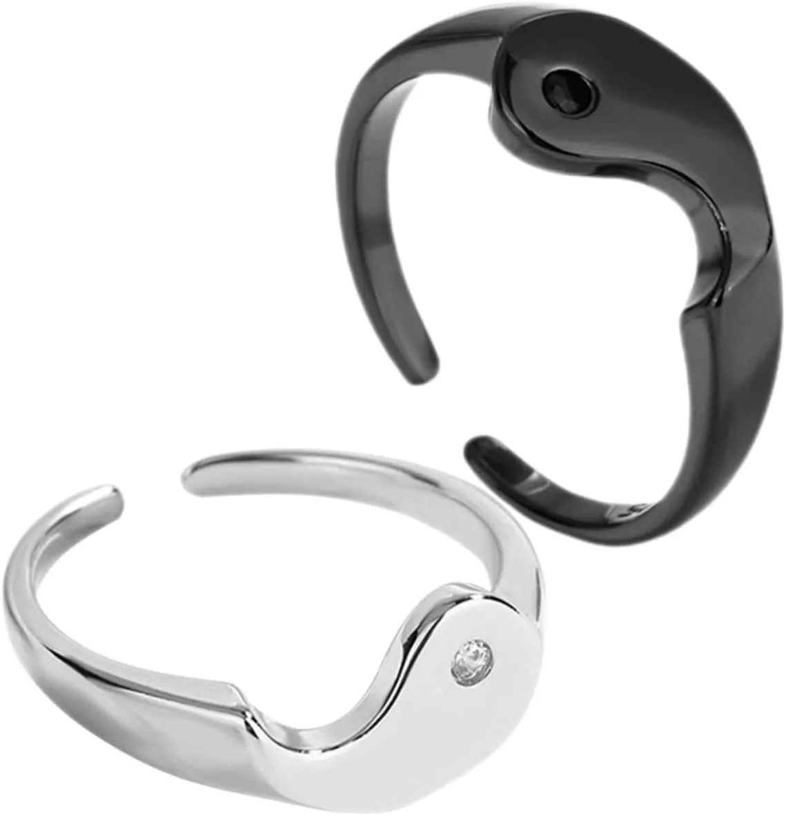 CLISPEED Yin Matching Couple Rings Decorative Jewelry for Lovers Unique Design Engagement Couples Comfortable to