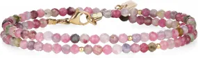 COAI Women's Crystal Bracelet, Adjustable Double Layered Faceted Gemstone Beaded Bracelet for Women 3mm