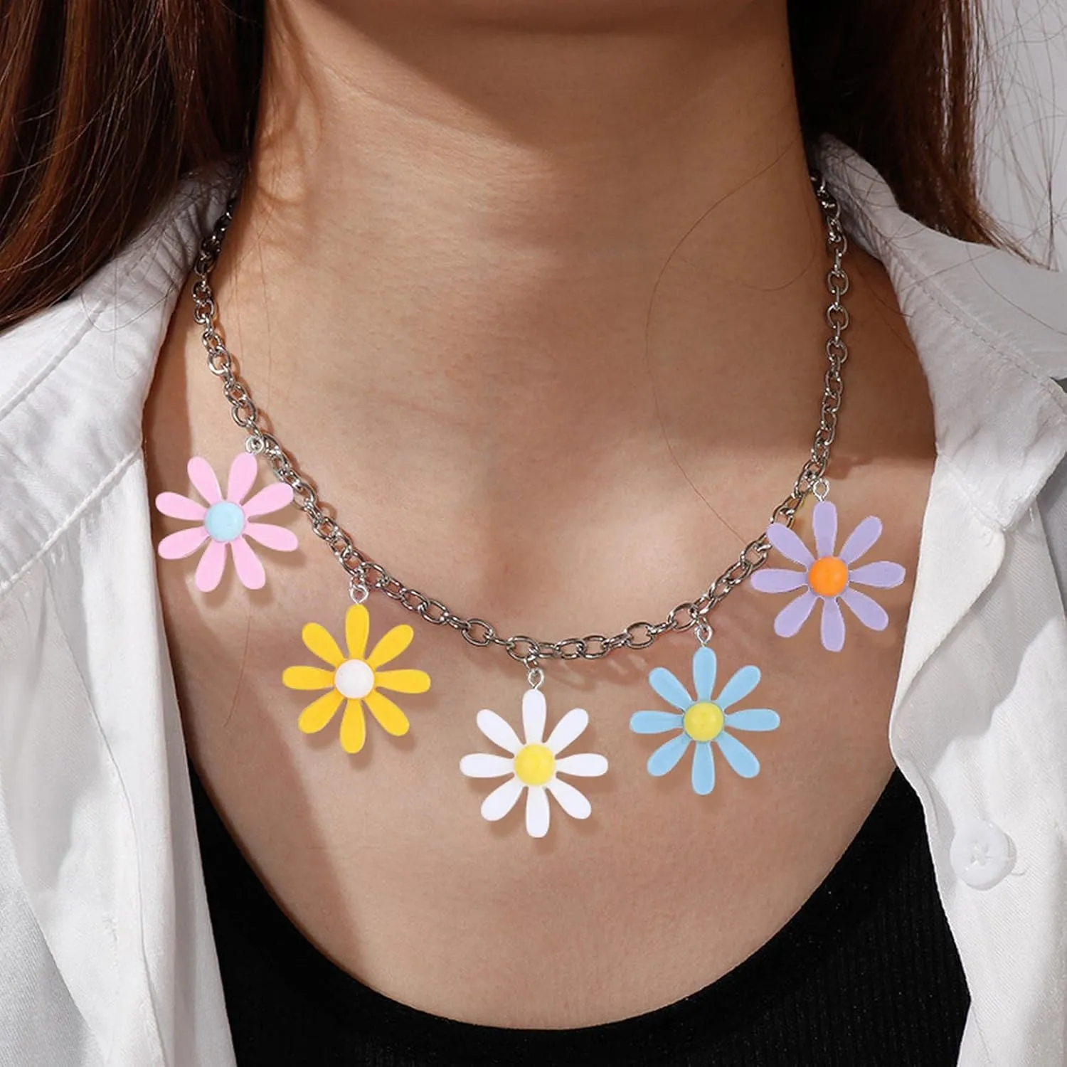 Colorfu Cartoon Collars Necklacel for Women Charms Pendant Necklaces Choker Necklace Cute Jewelry Lady (B, One Size)