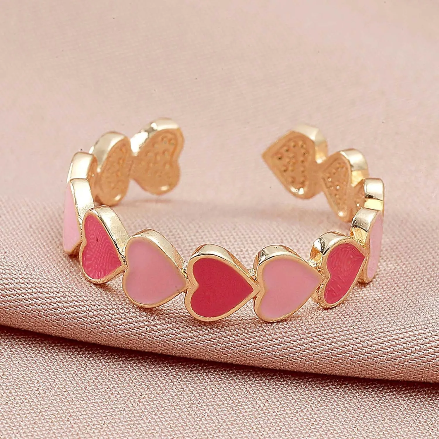 Colorful Enamel Love Heart Band Rings,Cute Stacking Finger Ring for Women Gold Band Rings Wedding Valentine's Day