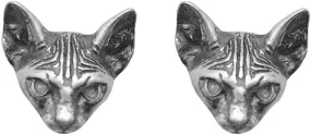 Cool Cat Head Sterling Silver 925 Stud Earring for Women Punk Gothic Vintage Animal Small Cartilage Earring Studs Post Hypoallergenic Ear Jewelry Birthday Gifts