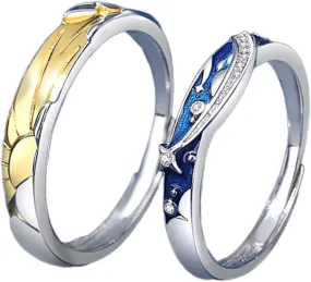 Couple Rings for Everyday Wear Delicate Sun and Moon Couple Rings Adornment Versatile Accessory
