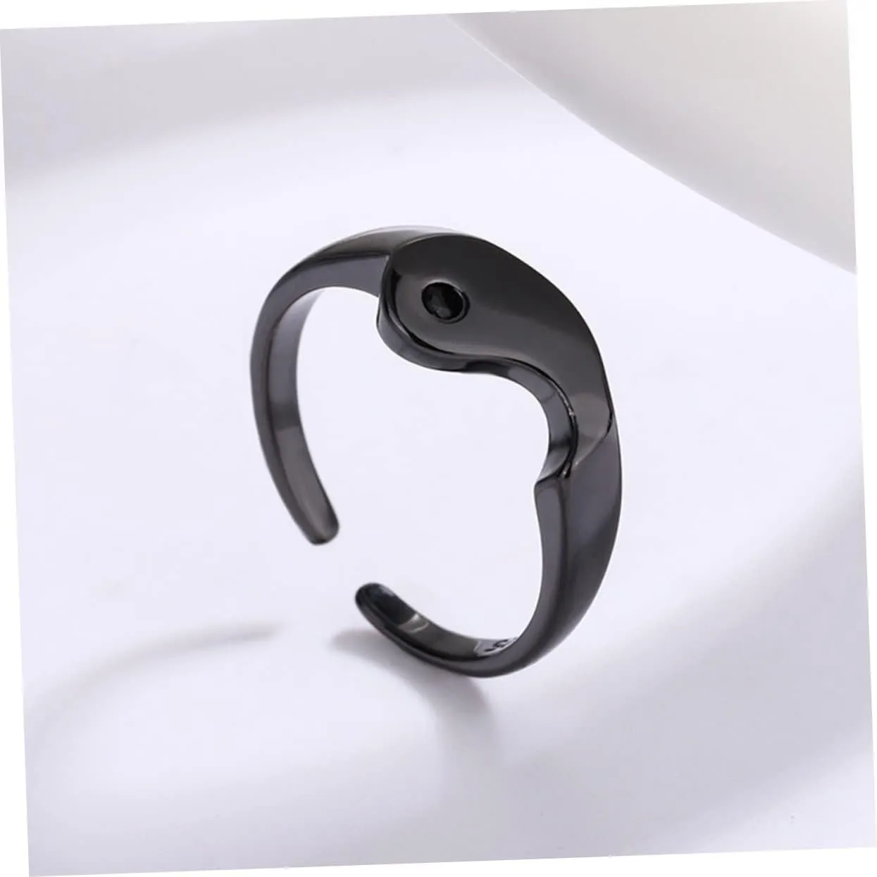 Couple Yin Yang Matching Rings Minimalist Open Anniversary Jewelry for Engagement and Design present for