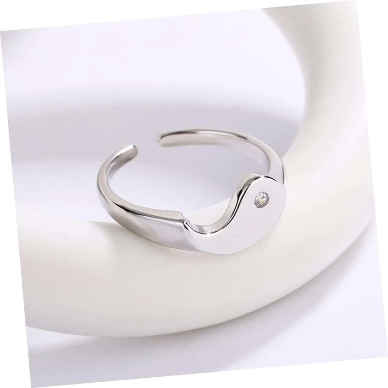 Couple Yin Yang Matching Rings Minimalist Open Anniversary Jewelry for Engagement and Design present for