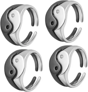 Couple Yin Yang Matching Rings Minimalist Open Anniversary Jewelry for Engagement and Design present for