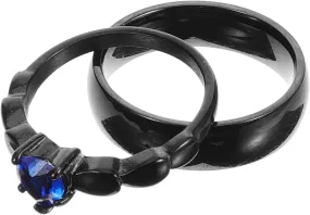 Couples Wedding Engagement Ring Set Silver Figit Stackable Promise Rings