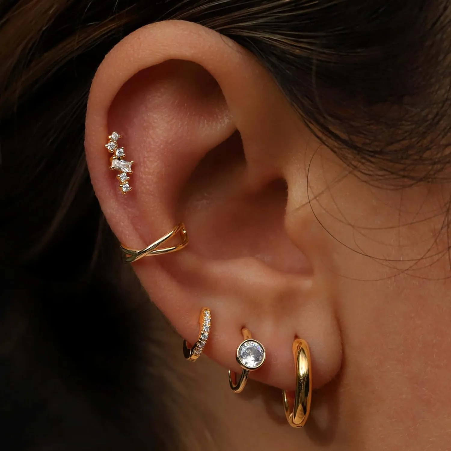 Criss cross gold ear cuff, 14k gold (12mm) ear cuff cross, No piercing, Cross ear cuff silver, Dainty ear cuff, Minimalist ear cuff, Tiny ear cuff