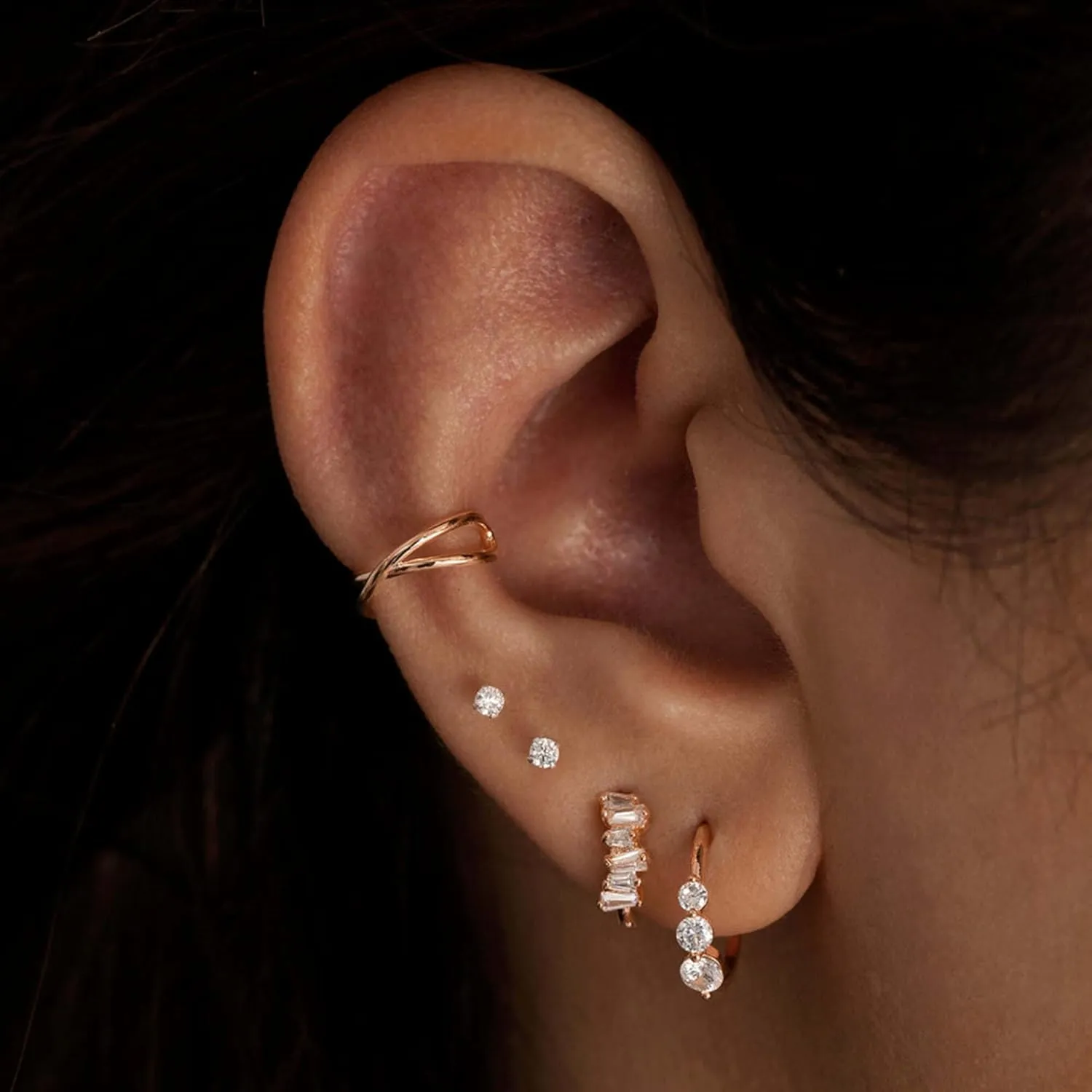Criss cross gold ear cuff, 14k gold (12mm) ear cuff cross, No piercing, Cross ear cuff silver, Dainty ear cuff, Minimalist ear cuff, Tiny ear cuff