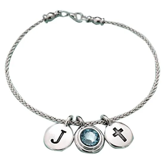 Cross bangle, cross charm bracelet, custom charm bracelet, charm bangle, personalized bracelet, initial bracelet, monogram