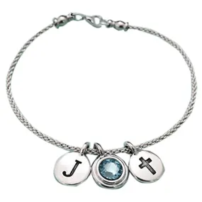 Cross bangle, cross charm bracelet, custom charm bracelet, charm bangle, personalized bracelet, initial bracelet, monogram