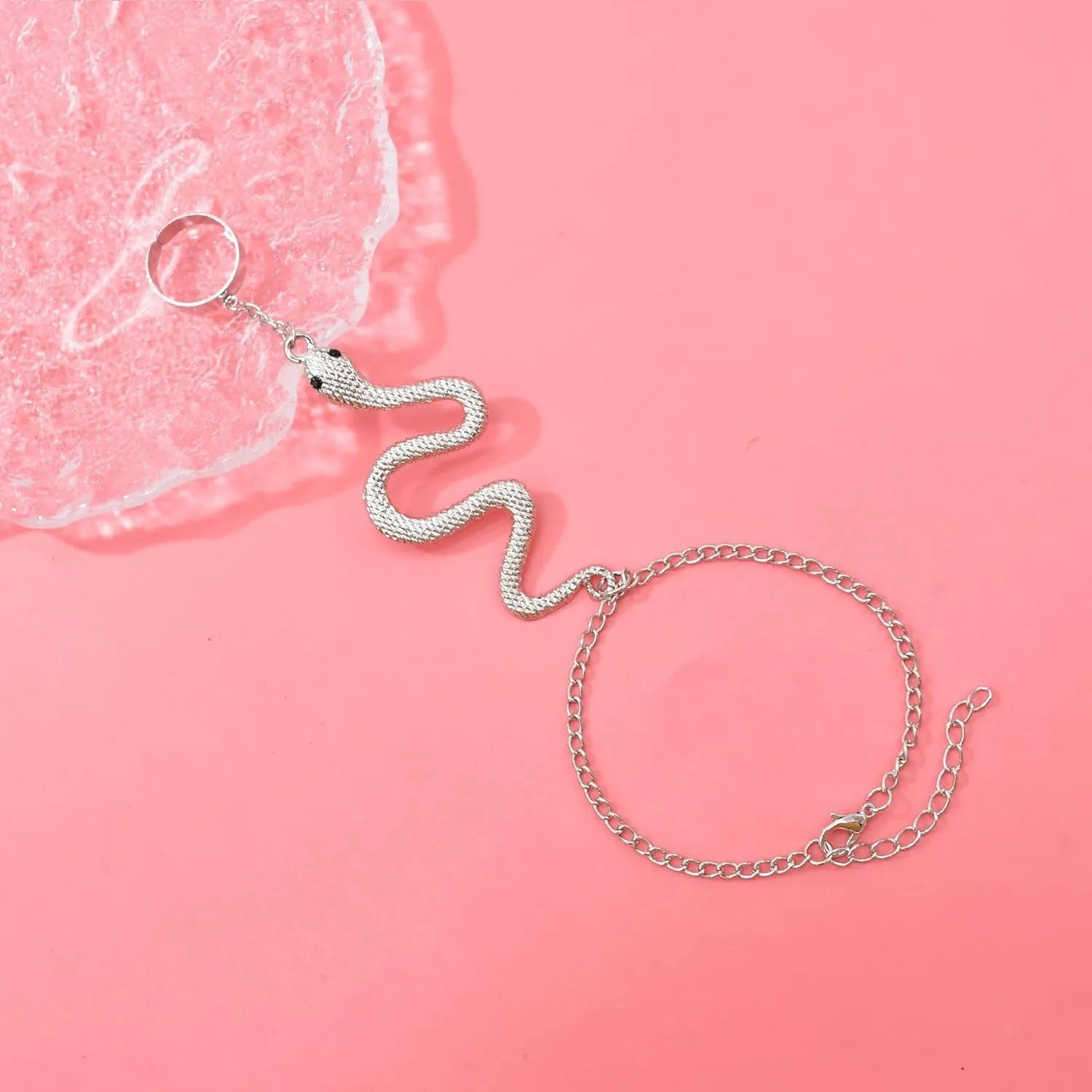CSIYANJRY99 Snake Hand Chain Bracelet Snake Chain Finger Ring Bracelet Slave Chain Hand Harness Bracelet Snake Pearl Friendship Bracelet Jewelry Accessories